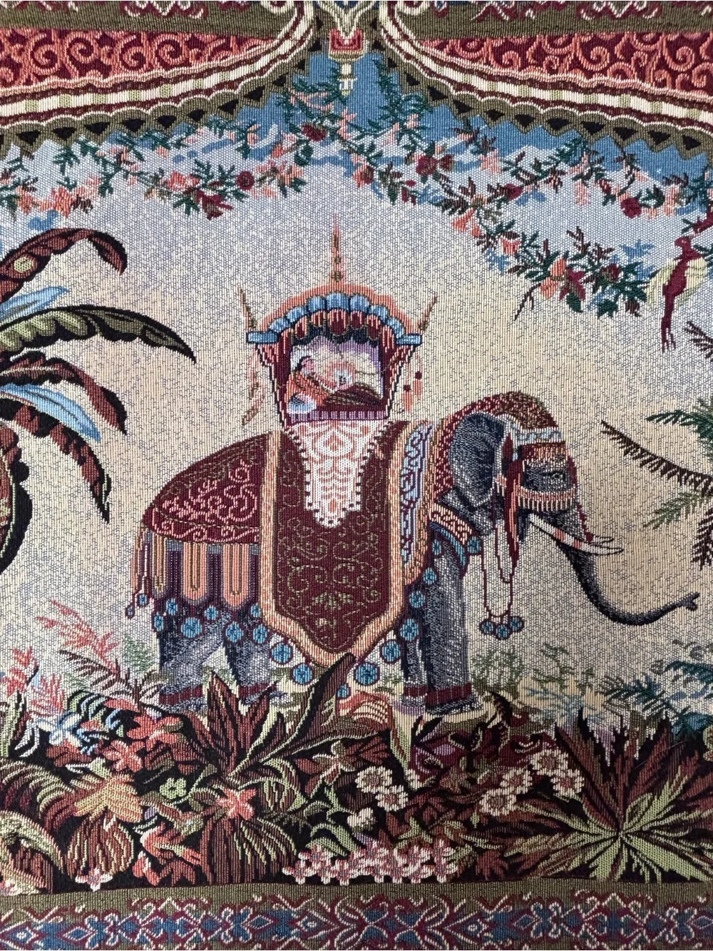 VTG Bombay Co Vintage Elephant Tapestry Wall Hanging Art 39x24 Boho Global Decor